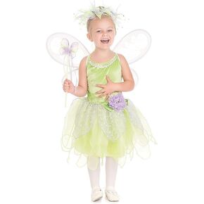 Little Adventures Tinkerbell Fairy Costume Dress مع أجنحة ، هالة ، ومجموعة عصرية - فستان قابل للغسل الماكينة