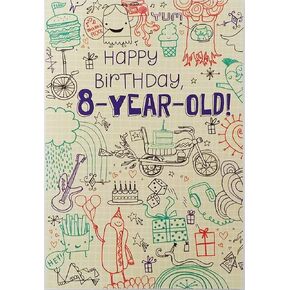 Happy 8th Birthday Greeting Card - Eight 8 Years Old - The World Sure is Lucky To Have A Kid Like You in It!