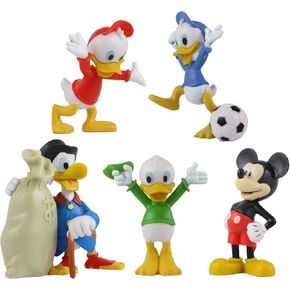 Mickey and Friends 3D Figures - Highly Detailed Collectible Miniature Figures Perfect for Cake Toppers - (2" 5cm Huey, Dewey, Louie, Mickey & Scrooge McDuck)