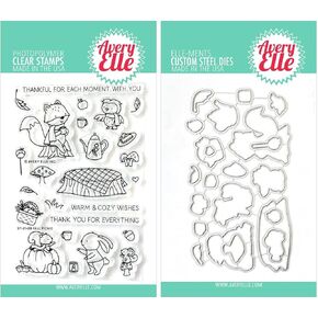 Avery Elle - Fall Picnic Critter Stamp & Die Set with Storage Pocket