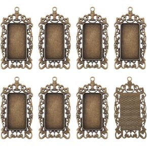 PANDAHALL 10PCS Bronze Rettique Retray Tray Flant Blank Tharms for Jewelry Making Tray: 38x19mm/1.5x0.75inch