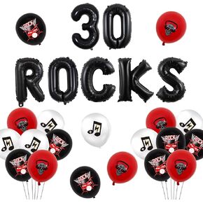 موسيقى الروك أند رول 30th عيد ميلاد أحمر و Black 30 Rocks Banner Banner Banner Decoration Rock N Roll Music Decor