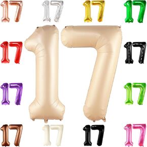 Katchon ، GIANT GOLD 17 NUMBERS - 40 inch | ديكورات عيد ميلاد سعيدة 17 ، 17 بالونات عيد ميلاد | رقم 17 بالونات لزخارف عيد ميلاد سعيد | 17 بالونات رقم