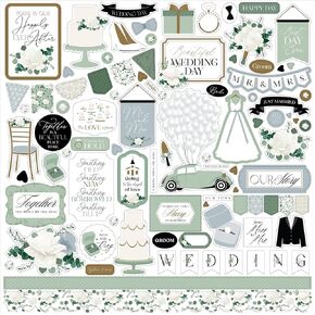 Echo Park Paper Elements Cardstock Stickers 12''X12''-Wedding Bells BL335014