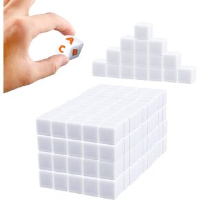 150 pcs 16mm فارغة أبيض الزهر أكريليك مربع سلس مكعبات فارغة فارغة الزهر لألعاب الطاولة العد التدريس DIY الإنتاج الإبداع الإنتاج المرح لحفلة لصالح