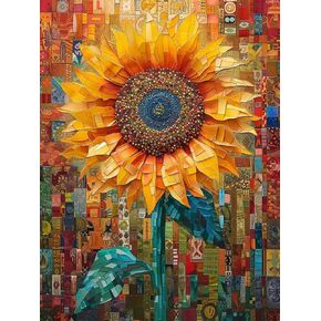KAYEIUU Diamond Art Kits for Adults Beginners, Sunflower 5D Diamond Painting Kits, DIY Diamond Art Kits, Full Drill Round Diamond Dots Gem Arts and Crafts for Adults, Room Decor Gift 12x16inch