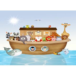 لوحة Diamond Paint Compan Painting Kits Cute Animal Cartoon of Noah's Ark Home Bedroom Room Room Art Decoration 16 "x20"