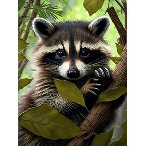 IPISSOI Diamond Painting Kits, Forest Raccoon Diamond Painting, Animal Gem Art Cross Stitch for Adults, for Room Decor Classroom Decor Home Decor Gift for Stress Relief 12x16 inch