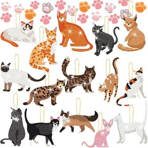 Sasylvia 15 PCS Animal Diamond Paintingchains Pet Diamond Painting keychain kyits for bealth (cat)
