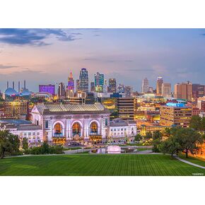 Yeeiffd Diamond Painting City Kansas City Missouri USA Skyline للبالغين مجموعات الرسم الماسي مثالية لديكور الجدار المنزلي 12x16 بوصة