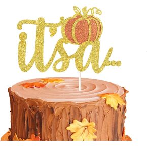 Pumpkin It’s a…Cake Topper for Fall Baby Shower Gender Reveal Party Decorations Autumn Pumpkin Baby Announcement Supplies