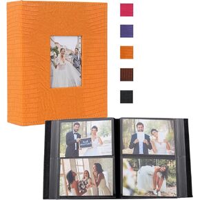 RECUTMS Photo Album 600 Pockets Leather Cover Black Pages Big Capacity for 4x6 Photos Book Hardcover Wedding Gift Valentines Day Present Family Baby Albums