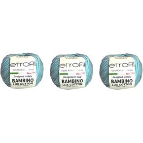 3pk Bambino Lux Cotton Yarn ، متماسكة والكروشيه ، مزيج أكريليك قطني عضوي ، طفل و Amigurumi ، 150 جم ، 315 متر (أزرق فاتح)