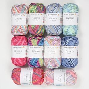 10 Skein SMC Catania Color Originals ، خيوط متعددة الألوان للحياكة والكروشيه ، القطن 100 ٪ ، إجمالي 17.6 أوقية كل 1.75 أوقية (50 جم) / 137 سنة (125 مترًا) ، رياضة رياضية غرامة 2 ، خيوط ألوان متنوعة