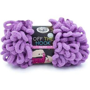 (1 Skein) Lion Brand Yarn Off The Hook Glitz No Needle Bulky Yarn, Lilac