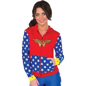 RUBIE'S COSTUME COMPANY Women's DC Comics Wonder Woman Fitted Hoodie Medium/Large
