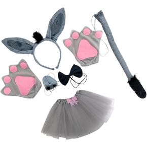 1 Set Donkey Costume Props: Donkey Ears Headband Nose Bowtie Tail and Skirt Halloween Costume for Halloween Cosplay