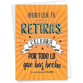 NobleWorks - Funny Retirement Card with Envelope, Colorful Retiree Congrats Greeting - As You Retire-Spanish C6875RTG-SL