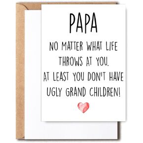 Funny Papa Card, No Matter What Life Throws At You At Least You Don't Have Ugly Grand Children, Greeting Birthday Card, Father's Day Card
