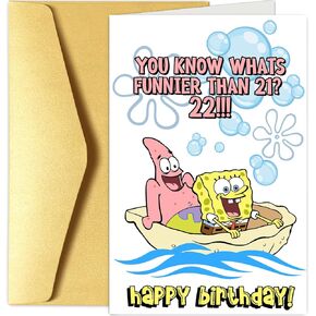 Funny 22th Birthday Card, Cute 22th Birthday Greeting Card for Women Men