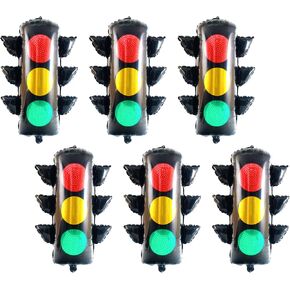 6pcs البالونات ذات مرور المرور لزخارف حفلات سيارة السباق ، والبالونات إحباط النقل ستوقف ديكور الضوء للأطفال