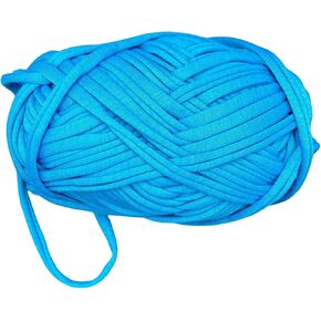 T-Shirt Easy Yarn for Crocheting - Tee-Shirt Thick Fabric Ribbon Knitting Ball, Macrame in Zpagetti Style, Ideal for Beginners to Make Handbags, Cotton Blend Projects (Lake Blue)
