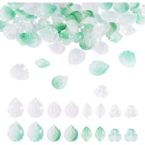 100 PCS Glass Leaf Charms شفافة زجاجية الزجاج حبات البلورة البتالين الأوراق المعلق