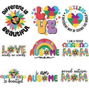 4/9/12PCS Pocket Size,It's Okay to Be Different Iron On Transfer for Clothing, Autism Thermal Heat Transfer Decals, Stripes, T-shirt, Jeans, Backpacks (ASM-03)