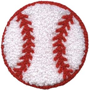 Chenille Baseball - 3 بوصة - الحديد الأبيض/الأحمر على التصحيح