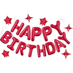 3D Mylar Foil Balloons Happy Birthday ، 24pcs Decorations مع 6pcs Star Palloons للأطفال ، الفتيات ، الأولاد ، النساء ، البالغين ، قوس قزح