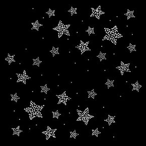 Pingerinspire 2 Sheet Star Rhinestones Hotfix Transfer Scal 9.8x8.6inch Starry Sky Star Crystal ملصقات نجمة الحديد على نقل أحجار الراين الناتجة عن قبعات أكياس الملابس (نجم 30pcs)