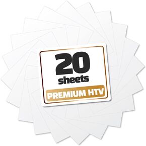 Gio-Flex PU Transe Vinyl 10 "X12" -20 ألواح بيضاء HTV لاصق فينيل الحديد على نقل تي شيرت تصميم DIY متوافق مع ماكينة الصحافة الحجابية الكريكوت الحجاب السهل لقطع الأعشاب الضارة