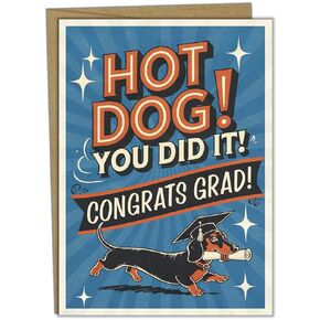 Katie Doodle - Funny, Hot Dog Graduation Card, Class of 2025 Gifts (Handmade in USA), Perfect for College, High School, 8th, 5th Grade, Kindergarten, Pre-school, Pre-K Graduation Gifts for Her or Him