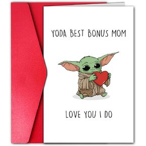 بطاقة زوجة زوجة Gyysweetus Baby Yoda ، بطاقة عيد الأم Yoda ، هدية عيد الأم المكافأة ، أحبك أفعل
