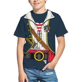طباعة كيد 3D Pirate Costume Halloween T Shirts Funny Cruise Pirates T-Shirt