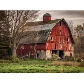 Noveora DIY 5D Diamond Art Kits Painting for Adults Red Country Barn Farmhouse Old Barn 12x16 inch