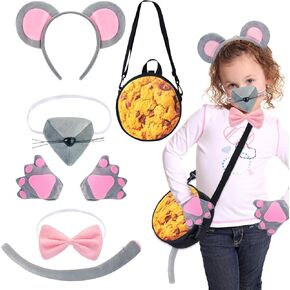 Kyson Mouse Costume Accessories Set for Kids 6 Pcs Rat Costumes for Carnival World Book Character Day Halloween Cosplay Party