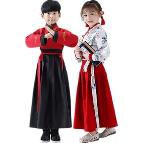 Chinese Traditional Hanfu Dress Suit for Boys and Girls Han Dynasty Ancient Party Dress Cosplay Costume