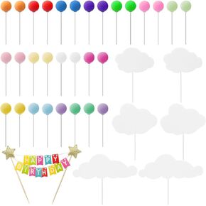 50 PCS Balloon Cake Toppers, Mini Cake Topper Balls, Balloon Cake-Toppers Decorations, Suitable for Birthday, Wedding, Baby Birthday Party Cakes Topper Balls