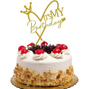 إنها كعكة عيد ميلادي أعلى ، ديكور كعكة عيد ميلاد سعيد ، بويز فتيات ديكورات حفلة عيد ميلاد الذهب بريق