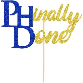 Glitter Phinally Done Cake Topper - ديكورات التخرج الدكتوراه - تهانينا دكتوراه ، تخرج الفلسفة ، لوازم زخرفة الدراسات العليا في الكلية