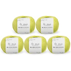5 Ball%100 Mercerized La Mia XL Mercerized Cotton Total 8.8 Oz. Each 1.76 Oz (50g) / 103 Yrds (95m) Super Soft, Medium Worsted, Afghan, Yarn, Black -1