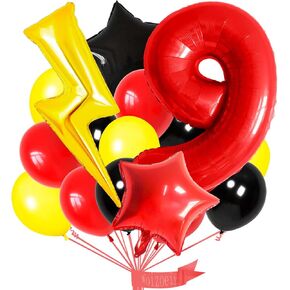 6 بالون رقم عيد ميلاد ديكورات الحفلات الأحمر البالونات الصفراء الأسود البالونات الذهب البرق للأطفال كرار كاريكاتورية ديكورات الحزب in Kuwait