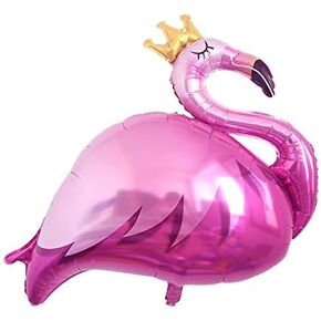 2 Pcs Giant Flamingo Balloons With Crown Pink Flamingo Mylar Foil Balloon for Party Supplies (2 Pcs)