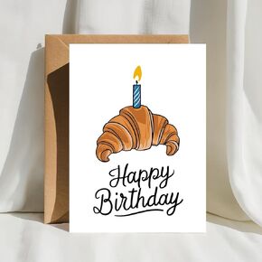 بطاقة عيد ميلاد كرواسان - معجنات عيد ميلاد سعيد - هدية له - الطعام الحديث تحت عنوان - 5 × 7 بوصات