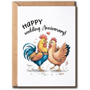 Chicken Wedding Anniversary Card - Happy Wedding Anniversary Card - Chicken Couple Card - Chicken Lover Card - Gift For Husband Wife