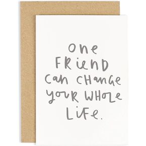 Old English Co. One Friend Card - Thinking of You Just To Say Greeting Card for Him or Her | Friendship Gift for BFF Best Friend | Blank Inside with Envelope