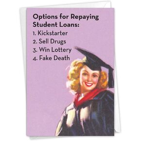 NobleWorks - 1 Retro Graduation Card Funny - Congratulations Notecard for Graduate, School and College Grad Humor - Goodest 7213