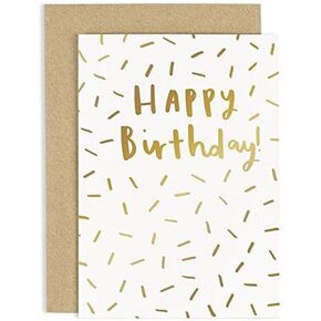 Old English Co. Birthday Card - A6, Happy Birthday Confetti | Perfect for Friends or Family Members | Happy & Funny Adult Occasion Cards | Suitable for Men & Women | Blank Inside & Envelope Included