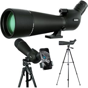نطاق اكتشاف 25-75x80 مع حقيبة حمل ثلاثية القوائم مطورة ونطاق محدد لمحول الهاتف للتصويب على الهدف لمشاهدة الطيور ومشاهدة الحياة البرية والتمويه